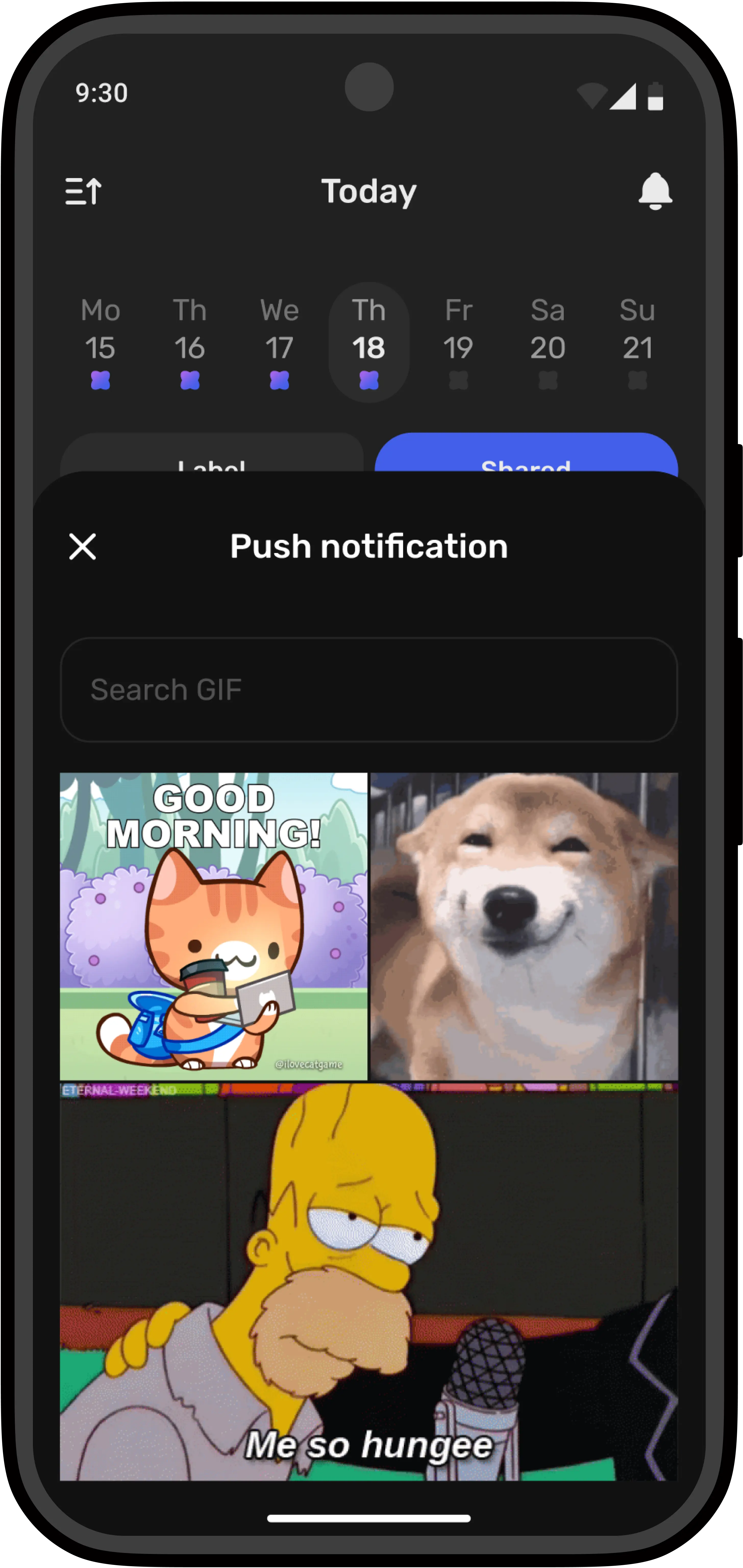 Push with GIFs preview